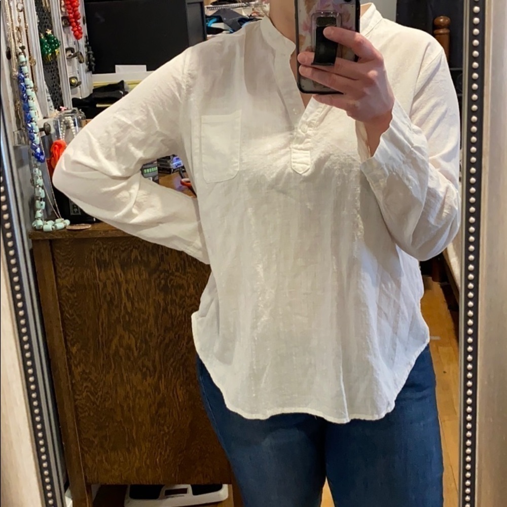 Textured Beachy White Linen Shirt